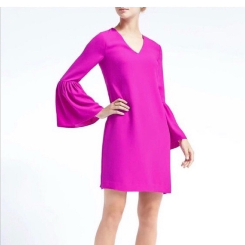 Banana Republic Pink Sheath Dress with Bell Sleeves